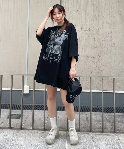Candy Stripper（キャンディストリッパー）の「BUNNIES METAL BIG BIG Tシャツ（Tシャツ/カットソー・レディース・ライトブルー/オフホワイト/ブラック/ピンク・FREE）」の11枚目の写真
