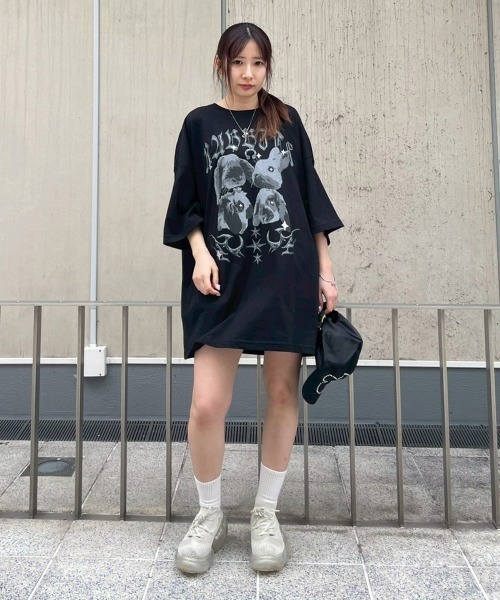 Candy Stripper（キャンディストリッパー）の「BUNNIES METAL BIG BIG Tシャツ（Tシャツ/カットソー・レディース・ライトブルー/オフホワイト/ブラック/ピンク・FREE）」の14枚目の写真