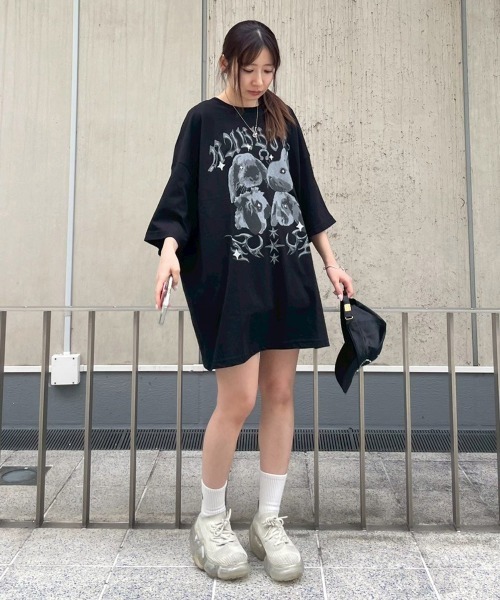 Candy Stripper（キャンディストリッパー）の「BUNNIES METAL BIG BIG Tシャツ（Tシャツ/カットソー・レディース・ライトブルー/オフホワイト/ブラック/ピンク・FREE）」の15枚目の写真