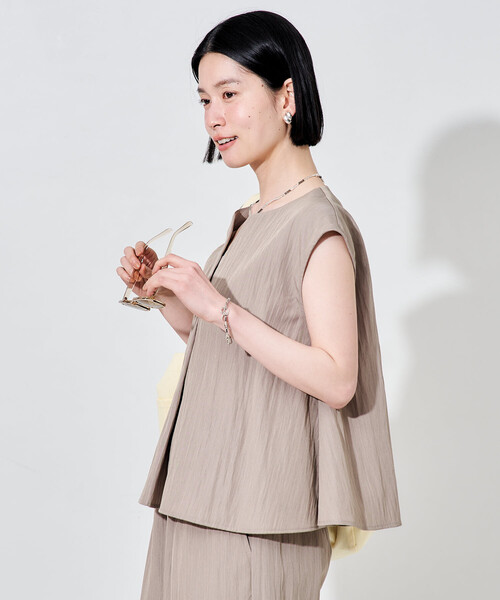 FREAK'S STORE(フリークスストア)の「【セットアイテム】 SUMMERCOOL スキッパーブラウスセットアップ/接触冷感(セットアップ・レディース・ダークネイビー/ブラック/ベージュ/ブラウン・MEDIUM/SMALL)」の19枚目の写真