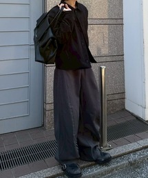 Chikashitsu + | 【Chikashitsu +】Curve line wide pants / 【チカシツプラス】カーブラインワイドパンツ<着用動画あり>(スラックス)