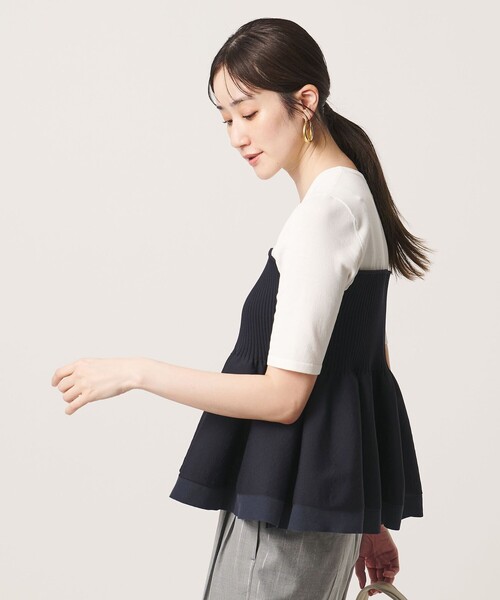 UNITED ARROWS（ユナイテッドアローズ）の「ビスチェ コンビ ニット ‐ウォッシャブル‐（ニット/セーター・レディース・ダークグレー/ブラック/ネイビー・FREE）」の4枚目の写真