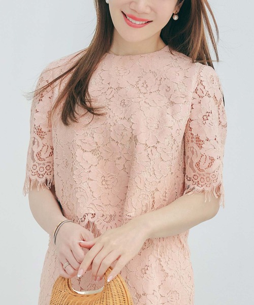 Liala×PG(リアラバイピージー)の「スカラップ レース ショート丈 ブラウス Liala×PG(シャツ/ブラウス・レディース・ピンクベージュ・M)」の1枚目の写真