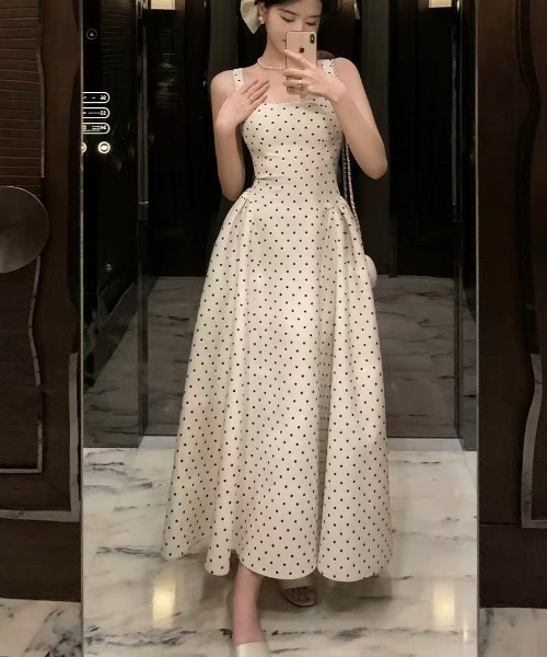 Lana821(ラナハニー)の「ビスチェ風ドット柄ふれあワンピース(ワンピース・レディース・アイボリー/ブラック・M)」の17枚目の写真