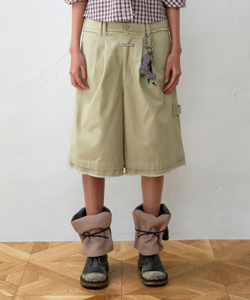 DOUBLE LAYERED SHORTS BEIGE
