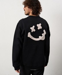 STUD MUFFIN（スタッドマフィン）の「msw1879- T-C裏毛起毛ファースマイルパッチワーク スエットシャツ(624-02911)（スウェット）」