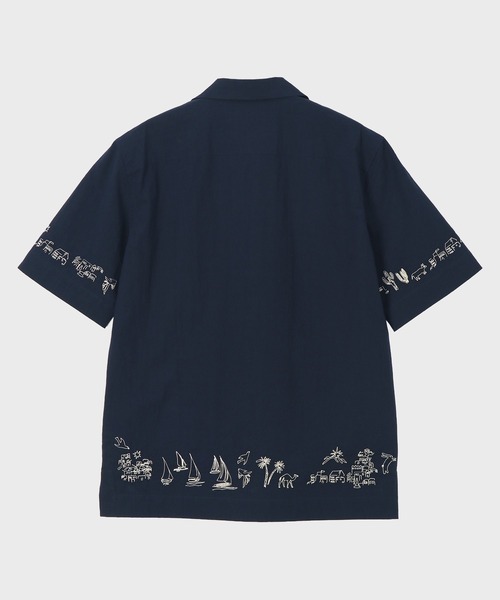 Paul Smith（ポールスミス）の「"Travel Stories" エンブロイダリー オープンカラーシャツ / 163321 905UE（シャツ/ブラウス・メンズ・ネイビー/オフホワイト・X-LARGE/LARGE/MEDIUM/SMALL）」の9枚目の写真