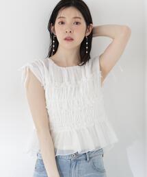 a/mie | <a>シャーリングフリルブラウス / 1216219500 【WEB限定カラーあり】(シャツ/ブラウス)