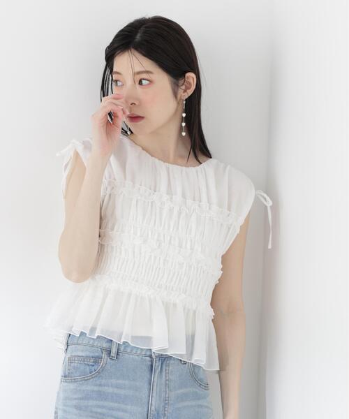 a/mie(アミー)の「【青島心さん着用】<a>シャーリングフリルブラウス / 1216219500 【WEB限定カラーあり】(シャツ/ブラウス・レディース・ブルー/グレー/ネイビー/ピンク/ホワイト・FREE)」の22枚目の写真
