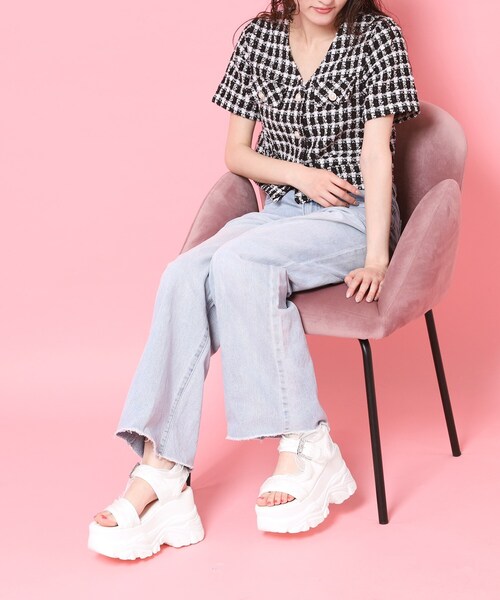 cs T&P(シーエスティーアンドピー)の「厚底ダブルソールシフォンサンダル(サンダル・レディース・ブラック/ホワイト・M/S/LL/L)」の4枚目の写真
