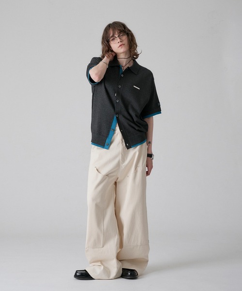 ONCILY(オンシェリー)の「LAYERED COLOR KNIT SHIRT CARDIGAN / レイヤードカラーニットシャツカーディガン(シャツ/ブラウス・メンズ・チャコールグレー/ブラック/グレー系その他/ライトグレー/ネイビー・SMALL/MEDIUM/LARGE)」の13枚目の写真