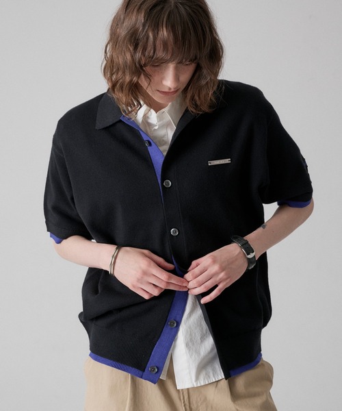 ONCILY(オンシェリー)の「LAYERED COLOR KNIT SHIRT CARDIGAN / レイヤードカラーニットシャツカーディガン(シャツ/ブラウス・メンズ・チャコールグレー/ブラック/グレー系その他/ライトグレー/ネイビー・SMALL/MEDIUM/LARGE)」の18枚目の写真