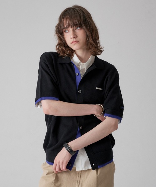 ONCILY(オンシェリー)の「LAYERED COLOR KNIT SHIRT CARDIGAN / レイヤードカラーニットシャツカーディガン(シャツ/ブラウス・メンズ・チャコールグレー/ブラック/グレー系その他/ライトグレー/ネイビー・SMALL/MEDIUM/LARGE)」の16枚目の写真