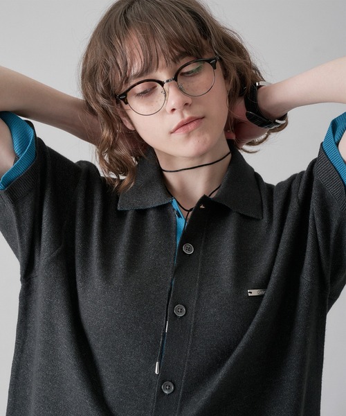 ONCILY(オンシェリー)の「LAYERED COLOR KNIT SHIRT CARDIGAN / レイヤードカラーニットシャツカーディガン(シャツ/ブラウス・メンズ・チャコールグレー/ブラック/グレー系その他/ライトグレー/ネイビー・SMALL/MEDIUM/LARGE)」の8枚目の写真