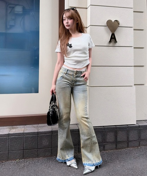 RAY CASSIN(レイカズン)の「ピグメントチビTシャツ(Tシャツ/カットソー・レディース・カーキ/ネイビー/ホワイト系その他/ホワイト・FREE)」の11枚目の写真