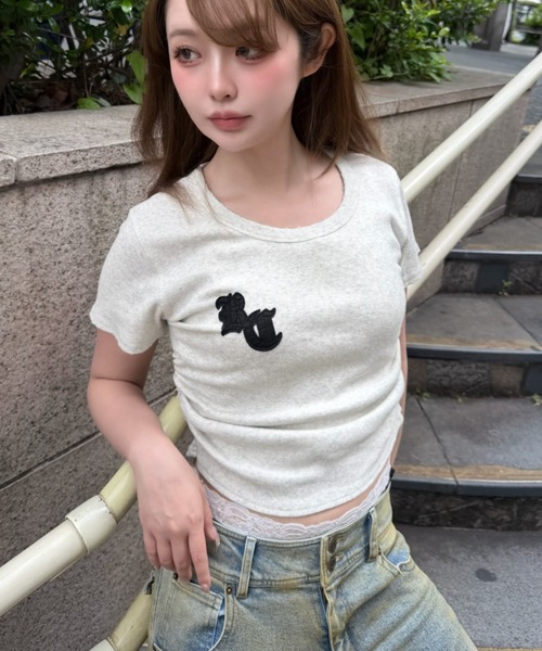 RAY CASSIN(レイカズン)の「ピグメントチビTシャツ(Tシャツ/カットソー・レディース・カーキ/ネイビー/ホワイト系その他/ホワイト・FREE)」の12枚目の写真