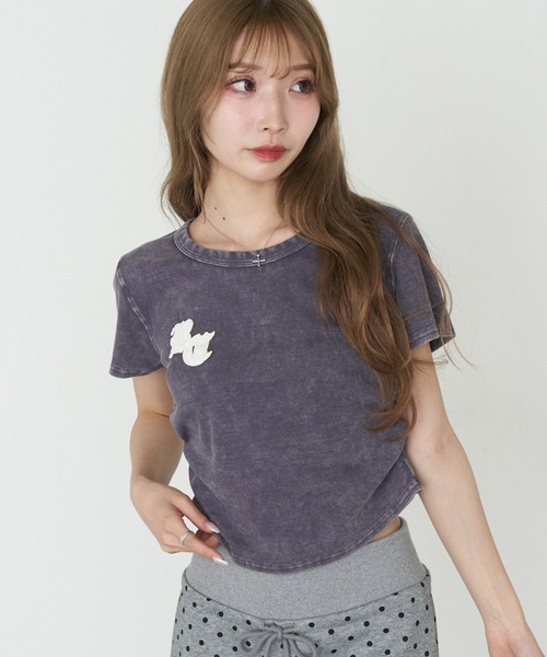 RAY CASSIN(レイカズン)の「ピグメントチビTシャツ(Tシャツ/カットソー・レディース・カーキ/ネイビー/ホワイト系その他/ホワイト・FREE)」の18枚目の写真