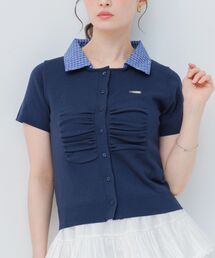 シャツ襟シャーリングカーディガン