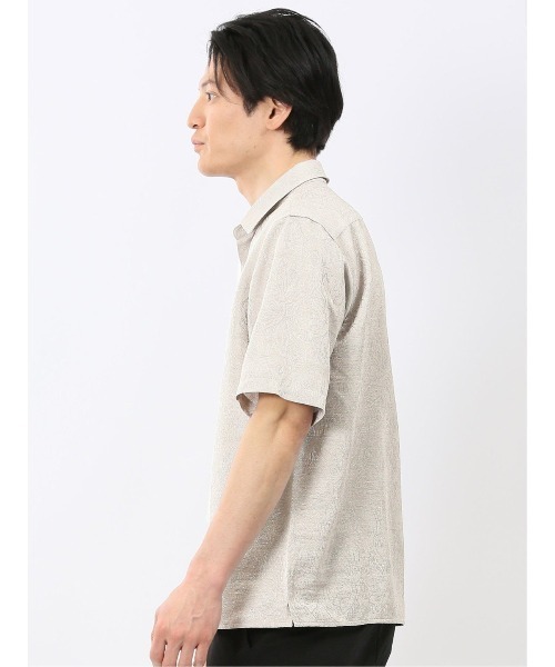 TAKA-Q(タカキュー)の「シャツ メンズ 半袖 ペイズリー ジャガード レギュラーカラー ややゆったり ルーズフィット (シャツ/ブラウス・メンズ・ベージュ/ネイビー・MEDIUM/LARGE/X-LARGE)」の10枚目の写真