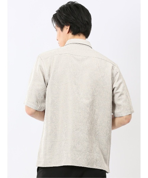 TAKA-Q(タカキュー)の「シャツ メンズ 半袖 ペイズリー ジャガード レギュラーカラー ややゆったり ルーズフィット (シャツ/ブラウス・メンズ・ベージュ/ネイビー・MEDIUM/LARGE/X-LARGE)」の9枚目の写真