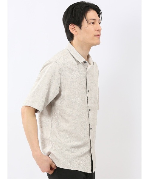 TAKA-Q(タカキュー)の「シャツ メンズ 半袖 ペイズリー ジャガード レギュラーカラー ややゆったり ルーズフィット (シャツ/ブラウス・メンズ・ベージュ/ネイビー・MEDIUM/LARGE/X-LARGE)」の8枚目の写真