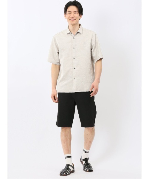 TAKA-Q(タカキュー)の「シャツ メンズ 半袖 ペイズリー ジャガード レギュラーカラー ややゆったり ルーズフィット (シャツ/ブラウス・メンズ・ベージュ/ネイビー・MEDIUM/LARGE/X-LARGE)」の7枚目の写真