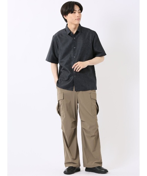 TAKA-Q(タカキュー)の「シャツ メンズ 半袖 ペイズリー ジャガード レギュラーカラー ややゆったり ルーズフィット (シャツ/ブラウス・メンズ・ベージュ/ネイビー・MEDIUM/LARGE/X-LARGE)」の22枚目の写真
