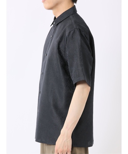 TAKA-Q(タカキュー)の「シャツ メンズ 半袖 ペイズリー ジャガード レギュラーカラー ややゆったり ルーズフィット (シャツ/ブラウス・メンズ・ベージュ/ネイビー・MEDIUM/LARGE/X-LARGE)」の20枚目の写真