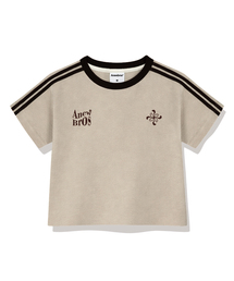 ブロエンブレムセミクロップトラック半袖Tシャツ6カラー[ANSE_6003]