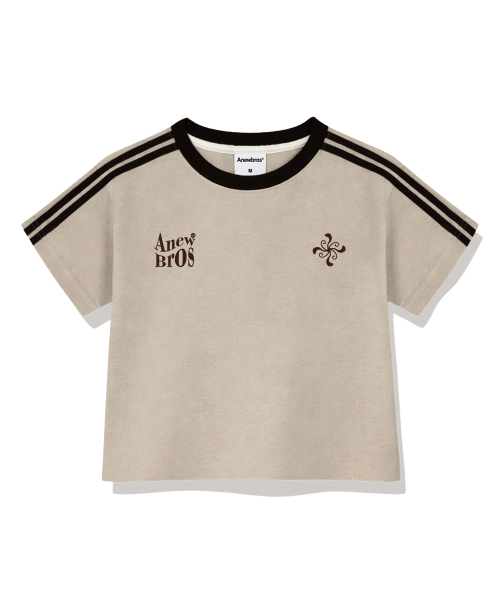 ANEWBROS（アニュブロス）の「ブロエンブレムセミクロップトラック半袖Tシャツ6カラー[ANSE_6003]（Tシャツ/カットソー・レディース・スカイブルー/ネイビー/ベージュ/ホワイト×ブラック/ホワイト×グリーン/ピンク・1）」の11枚目の写真