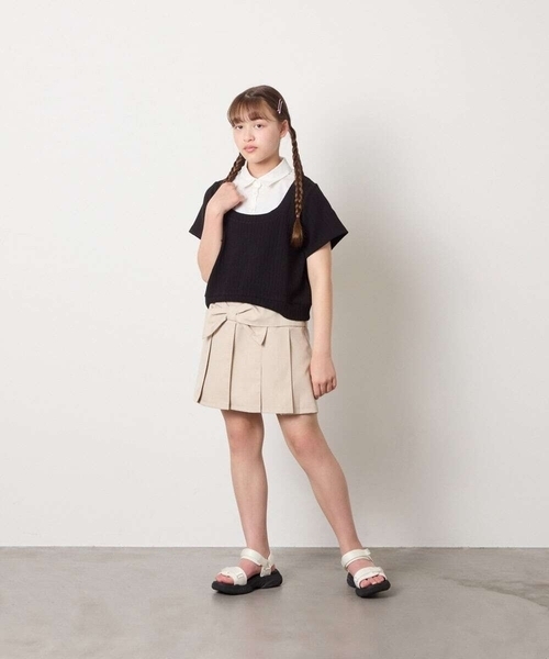 a.v.v（アーヴェヴェ）の「[120-160]リボンプリーツスカート（スカート・キッズ・ライトグレー/ベージュ・150/160/130/120/140）」の20枚目の写真