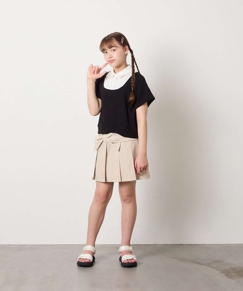 a.v.v（アーヴェヴェ）の「[120-160]リボンプリーツスカート（スカート・キッズ・ライトグレー/ベージュ・150/160/130/120/140）」の18枚目の写真
