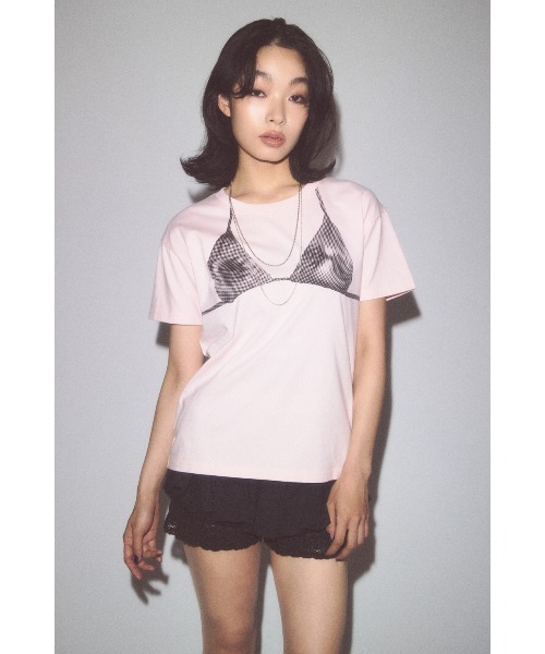 LAGUA GEM(ラグアジェム)の「HALFTONE BRA トップス(Tシャツ/カットソー・レディース・ピンク/ホワイト/杢グレー・FREE)」の7枚目の写真