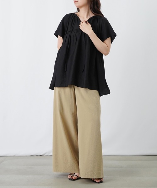 LUCA/LADY LUCK LUCA（ルカ/レディラックルカ）の「LC/LLL 接触冷感カーブギャザーブラウス（シャツ/ブラウス・レディース・ブラック/ブラウン・FREE）」の14枚目の写真