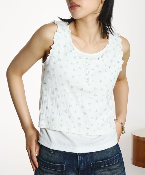 ROSE BUD(ローズバッド)の「LAYERED TANKTOP(タンクトップ・レディース・グレー/ホワイト/ブラック・ONE SIZE)」の9枚目の写真