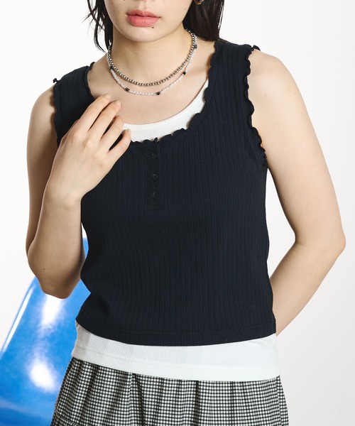 ROSE BUD(ローズバッド)の「LAYERED TANKTOP(タンクトップ・レディース・グレー/ホワイト/ブラック・ONE SIZE)」の19枚目の写真