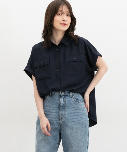 Honeys(ハニーズ)の「ポケット付ブラウス(シャツ/ブラウス・レディース・ワインレッド/モカ/ネイビー/グリーン・LL/L/M)」の3枚目の写真