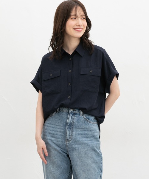 Honeys(ハニーズ)の「ポケット付ブラウス(シャツ/ブラウス・レディース・ワインレッド/モカ/ネイビー/グリーン・LL/L/M)」の8枚目の写真