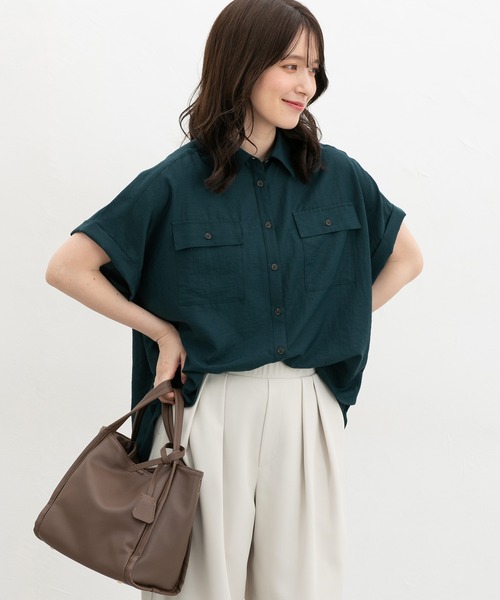 Honeys(ハニーズ)の「ポケット付ブラウス(シャツ/ブラウス・レディース・ワインレッド/モカ/ネイビー/グリーン・LL/L/M)」の16枚目の写真