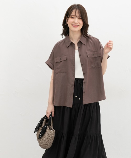 Honeys(ハニーズ)の「ポケット付ブラウス(シャツ/ブラウス・レディース・ワインレッド/モカ/ネイビー/グリーン・LL/L/M)」の20枚目の写真