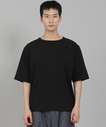 SAINTCREW（セントクルー）の「無地Rネック16sコットン5部半袖TシャツR-8A02ブラック（Tシャツ/カットソー）」