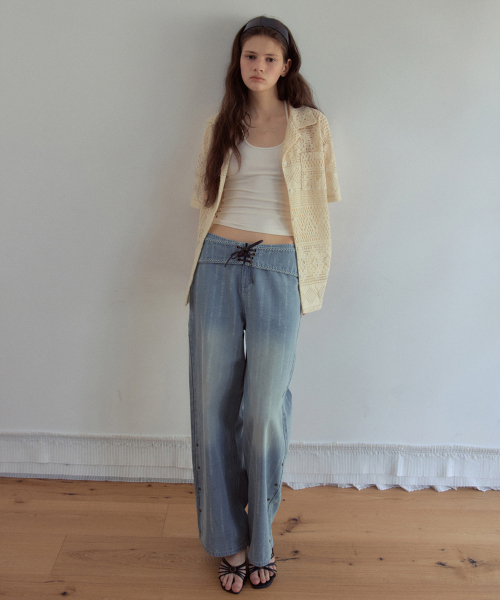 OURNOSTALGIA(アワー ノスタルジア)の「Lace Open Collar Half Shirt_Cream(OB6SH04)(シャツ/ブラウス・レディース・Cream・FREE)」の3枚目の写真