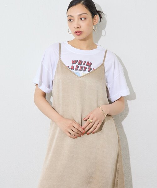 Whim Gazette(ウィムガゼット)の「顔料染めツイルキャミワンピース(ワンピース・レディース・ライトグレー/ベージュ・FREE)」の8枚目の写真
