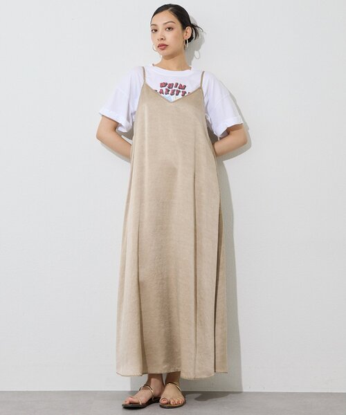 Whim Gazette(ウィムガゼット)の「顔料染めツイルキャミワンピース(ワンピース・レディース・ライトグレー/ベージュ・FREE)」の7枚目の写真