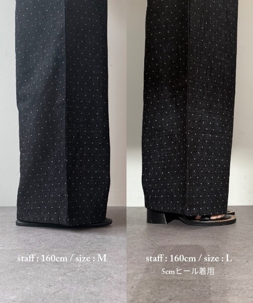 flaeu(フラユ)の「Pin Dot Relax Pants(デニムパンツ・レディース・ホワイト/ブラック・LARGE/MEDIUM)」の3枚目の写真