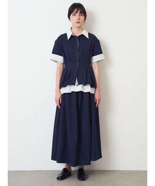 ELENDEEK（エレンディーク）の「レイヤードシャツワンピース（ワンピース・レディース・チャコールグレー/ネイビー・2/1）」の9枚目の写真