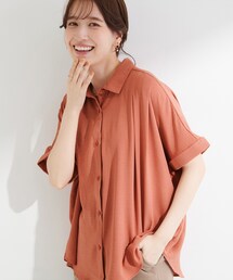 SHOO・LA・RUE | 【ひんやり/洗濯後しわになりにくい/S-LL】着るだけでこなれ見え 二の腕も隠せるデザイン半袖シャツ(シャツ/ブラウス)
