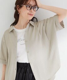SHOO・LA・RUE | 【ひんやり/洗濯後しわになりにくい/体型カバー】二の腕も隠せる お袖ロールアップ半袖シャツ(シャツ/ブラウス)
