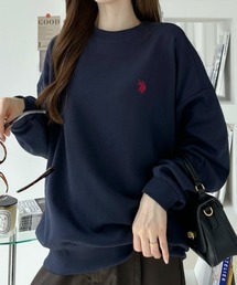【U.S. POLO ASSN. 】ダンボールニット 裾配色 リブ スウェット プルオーバー