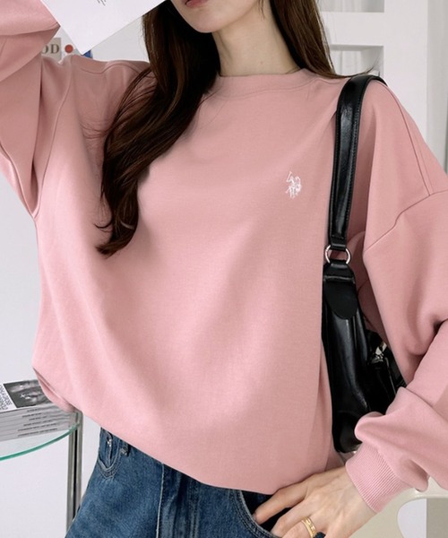 U.S. POLO ASSN.(ユーエスポロアッスン)の「【U.S. POLO ASSN. 】ダンボールニット 裾配色 リブ スウェット プルオーバー(スウェット・レディース・アイボリー/ネイビー/ピンク/杢グレー・L/M)」の9枚目の写真